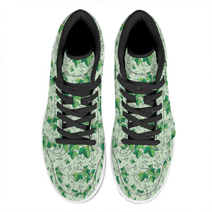 Christmas Ivy Leaf Pattern Print High Top Leather Sneakers