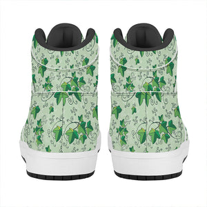 Christmas Ivy Leaf Pattern Print High Top Leather Sneakers