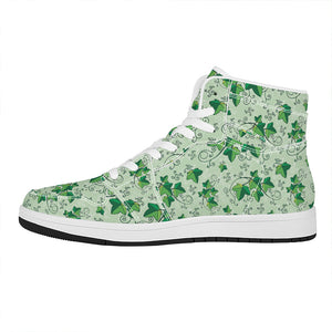 Christmas Ivy Leaf Pattern Print High Top Leather Sneakers