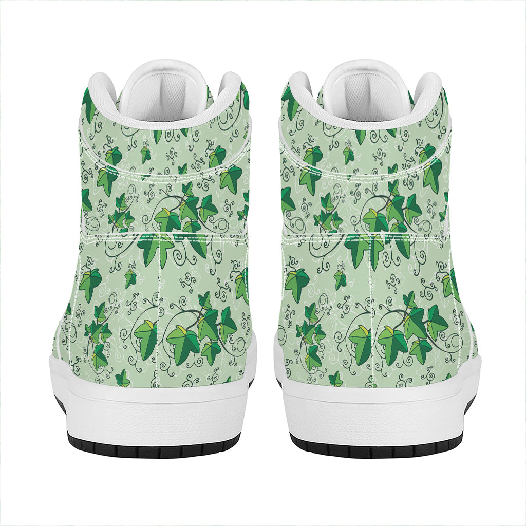 Christmas Ivy Leaf Pattern Print High Top Leather Sneakers