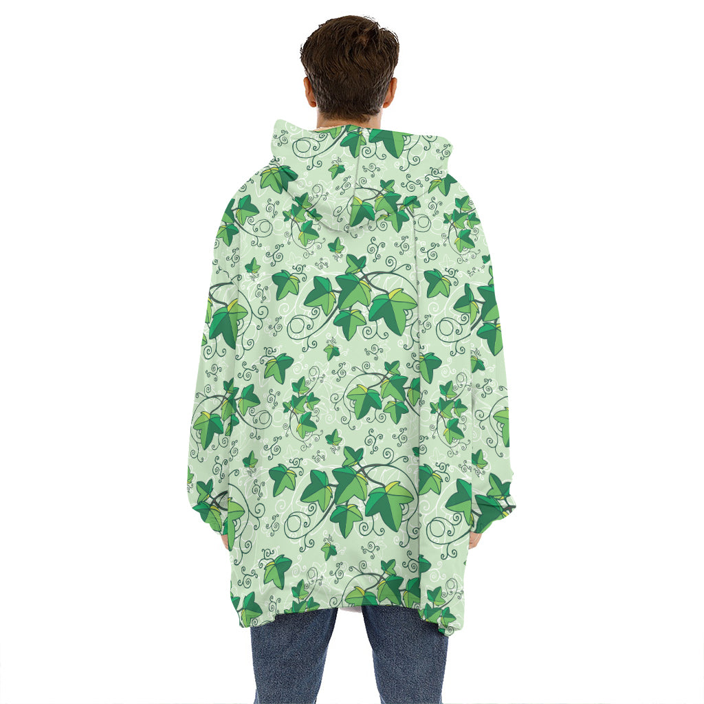 Christmas Ivy Leaf Pattern Print Hoodie Blanket