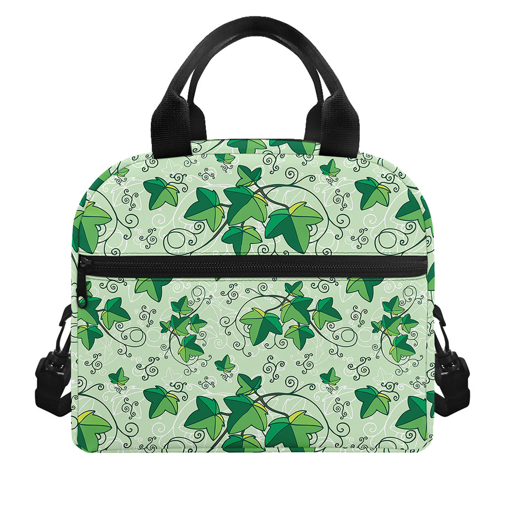 Christmas Ivy Leaf Pattern Print Insulated Lunch Bag