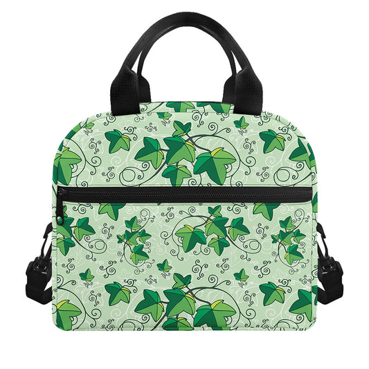 Christmas Ivy Leaf Pattern Print Insulated Lunch Bag