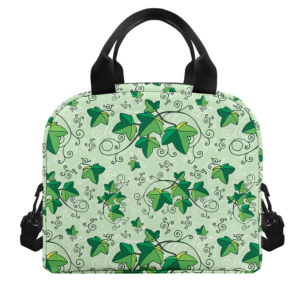 Christmas Ivy Leaf Pattern Print Insulated Lunch Bag