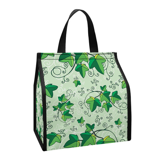 Christmas Ivy Leaf Pattern Print Insulated Lunch Tote