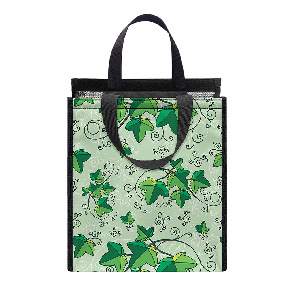 Christmas Ivy Leaf Pattern Print Insulated Lunch Tote