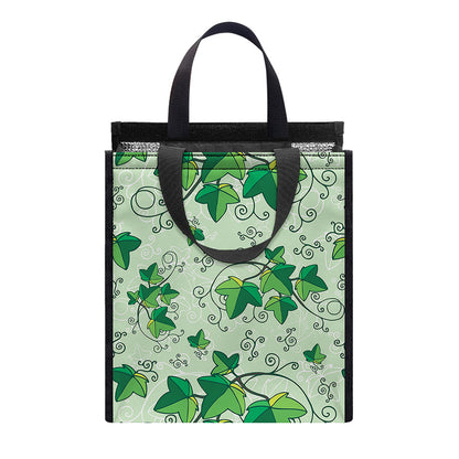Christmas Ivy Leaf Pattern Print Insulated Lunch Tote