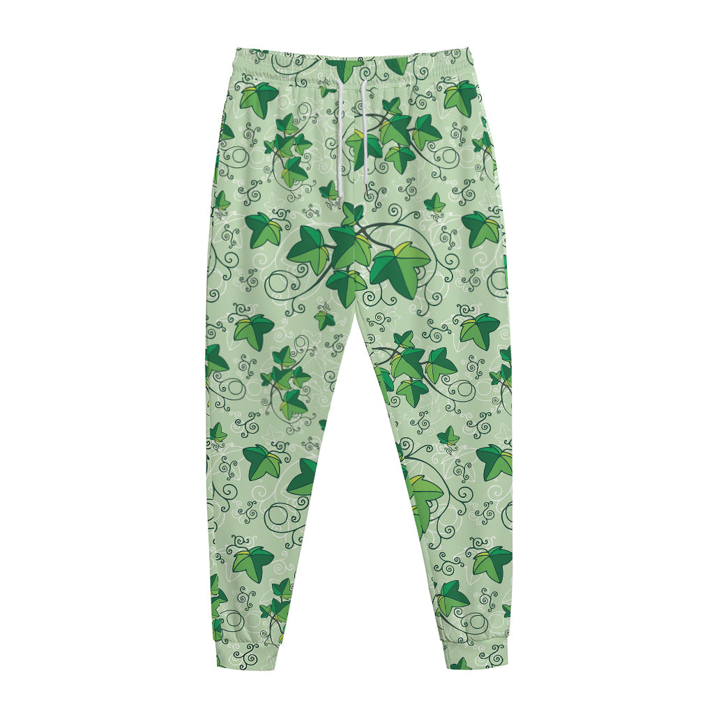 Christmas Ivy Leaf Pattern Print Jogger Pants
