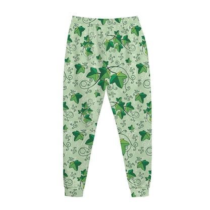Christmas Ivy Leaf Pattern Print Jogger Pants