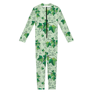 Christmas Ivy Leaf Pattern Print Jumpsuit