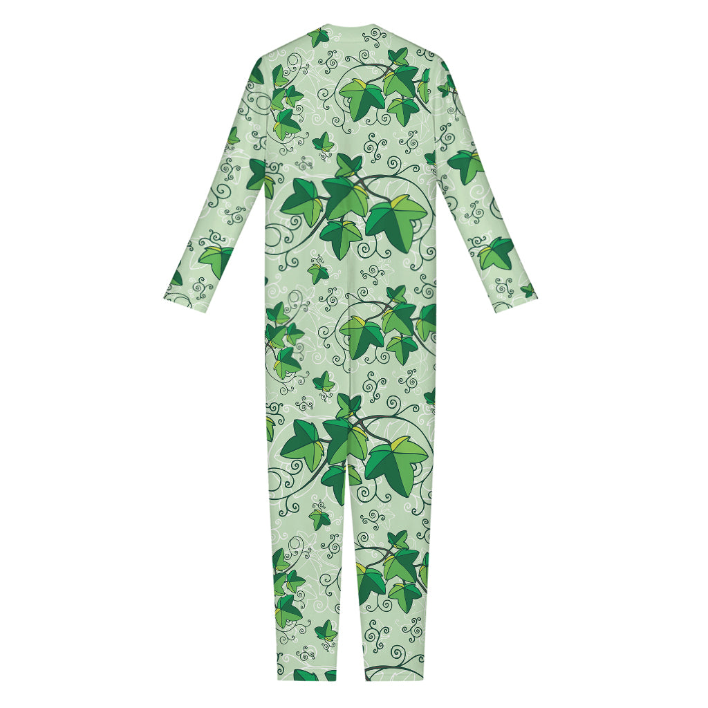 Christmas Ivy Leaf Pattern Print Jumpsuit