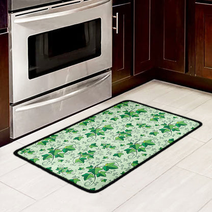Christmas Ivy Leaf Pattern Print Kitchen Mat