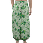Christmas Ivy Leaf Pattern Print Lantern Pants