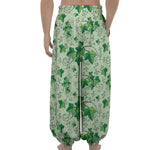 Christmas Ivy Leaf Pattern Print Lantern Pants