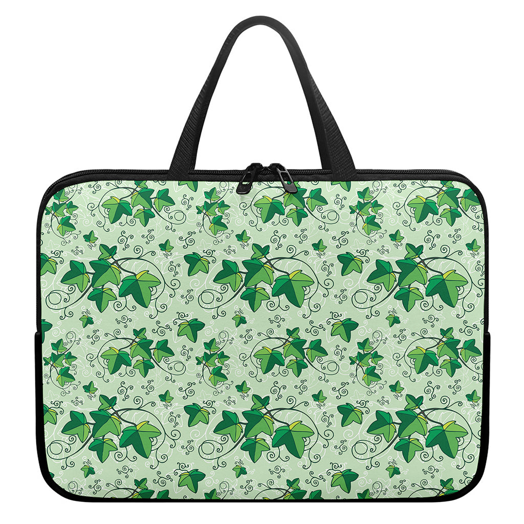 Christmas Ivy Leaf Pattern Print Laptop Sleeve With Handle