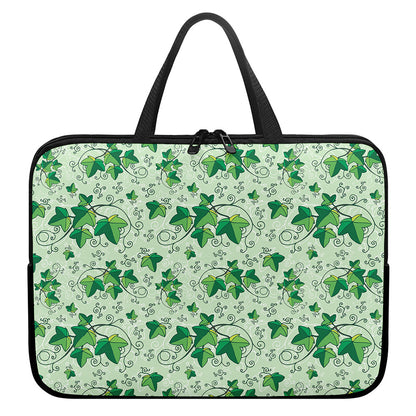 Christmas Ivy Leaf Pattern Print Laptop Sleeve With Handle