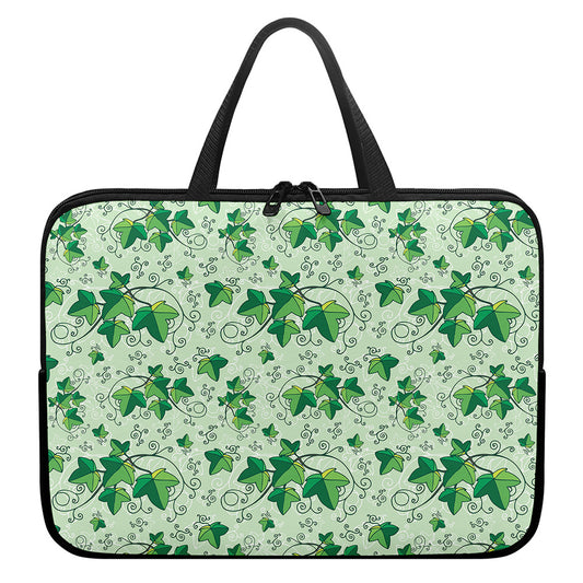 Christmas Ivy Leaf Pattern Print Laptop Sleeve With Handle