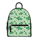 Christmas Ivy Leaf Pattern Print Leather Backpack