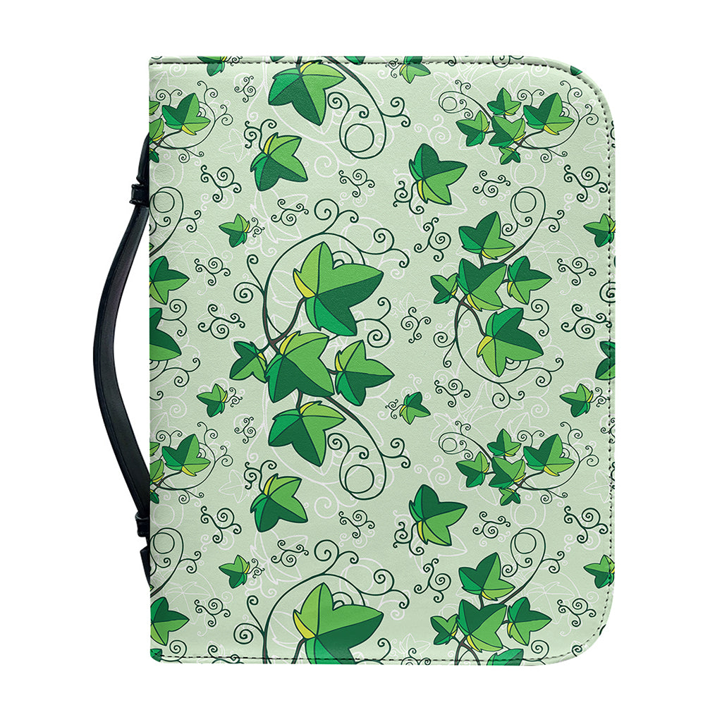 Christmas Ivy Leaf Pattern Print Leather Bible Cover