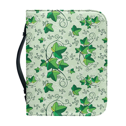 Christmas Ivy Leaf Pattern Print Leather Bible Cover