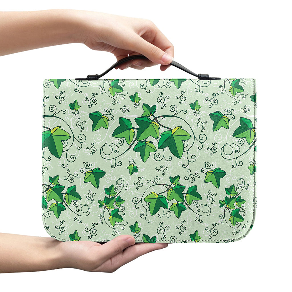 Christmas Ivy Leaf Pattern Print Leather Bible Cover