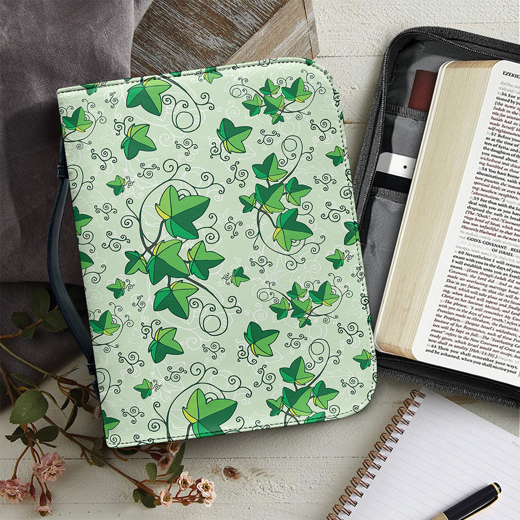 Christmas Ivy Leaf Pattern Print Leather Bible Cover