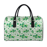 Christmas Ivy Leaf Pattern Print Leather Duffle Bag