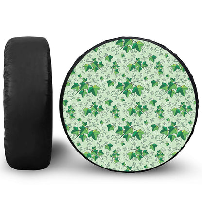 Christmas Ivy Leaf Pattern Print Leather Spare Tire Cover