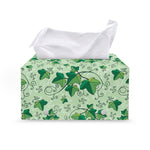 Christmas Ivy Leaf Pattern Print Leather Tissue Box Cover