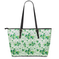 Christmas Ivy Leaf Pattern Print Leather Tote Bag With Zipper