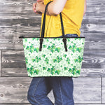 Christmas Ivy Leaf Pattern Print Leather Tote Bag