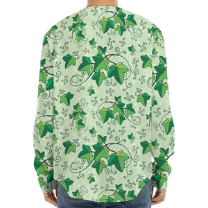 Christmas Ivy Leaf Pattern Print Long Sleeve Baseball Jersey