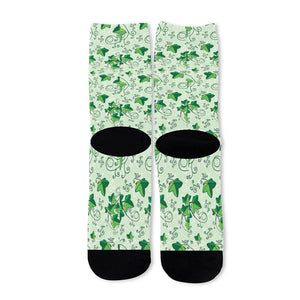 Christmas Ivy Leaf Pattern Print Long Socks