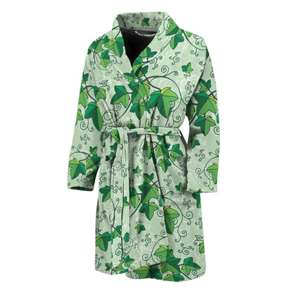 Christmas Ivy Leaf Pattern Print Men's Bathrobe