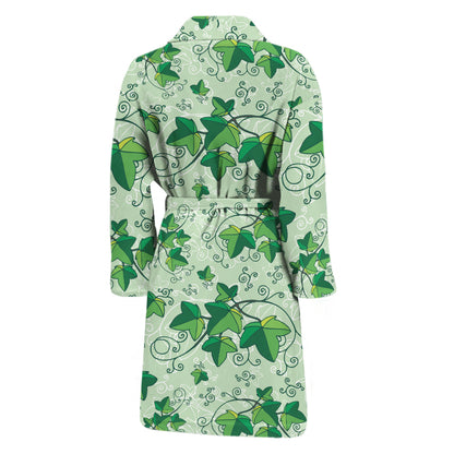 Christmas Ivy Leaf Pattern Print Men's Bathrobe