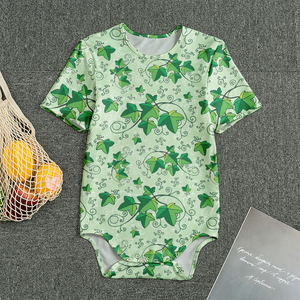 Christmas Ivy Leaf Pattern Print Men's Bodysuit
