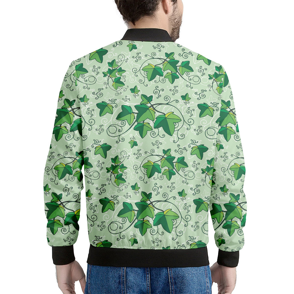 Christmas Ivy Leaf Pattern Print Men's Bomber Jacket