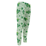 Christmas Ivy Leaf Pattern Print Men's Compression Pants