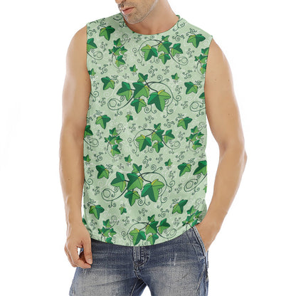 Christmas Ivy Leaf Pattern Print Men's Fitness Tank Top