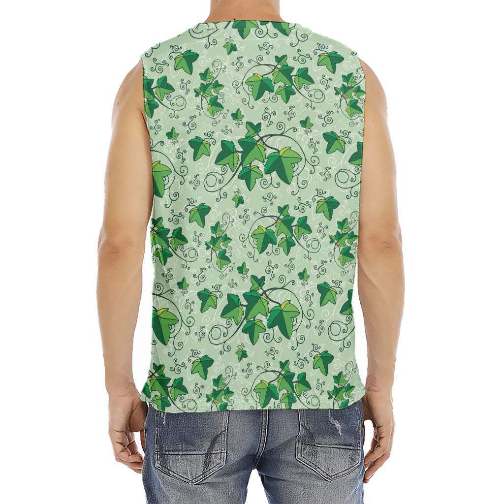 Christmas Ivy Leaf Pattern Print Men's Fitness Tank Top