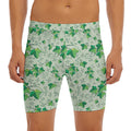 Christmas Ivy Leaf Pattern Print Men's Long Boxer Briefs