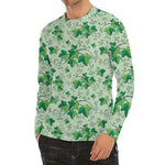 Christmas Ivy Leaf Pattern Print Men's Long Sleeve Rash Guard