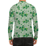 Christmas Ivy Leaf Pattern Print Men's Long Sleeve Rash Guard