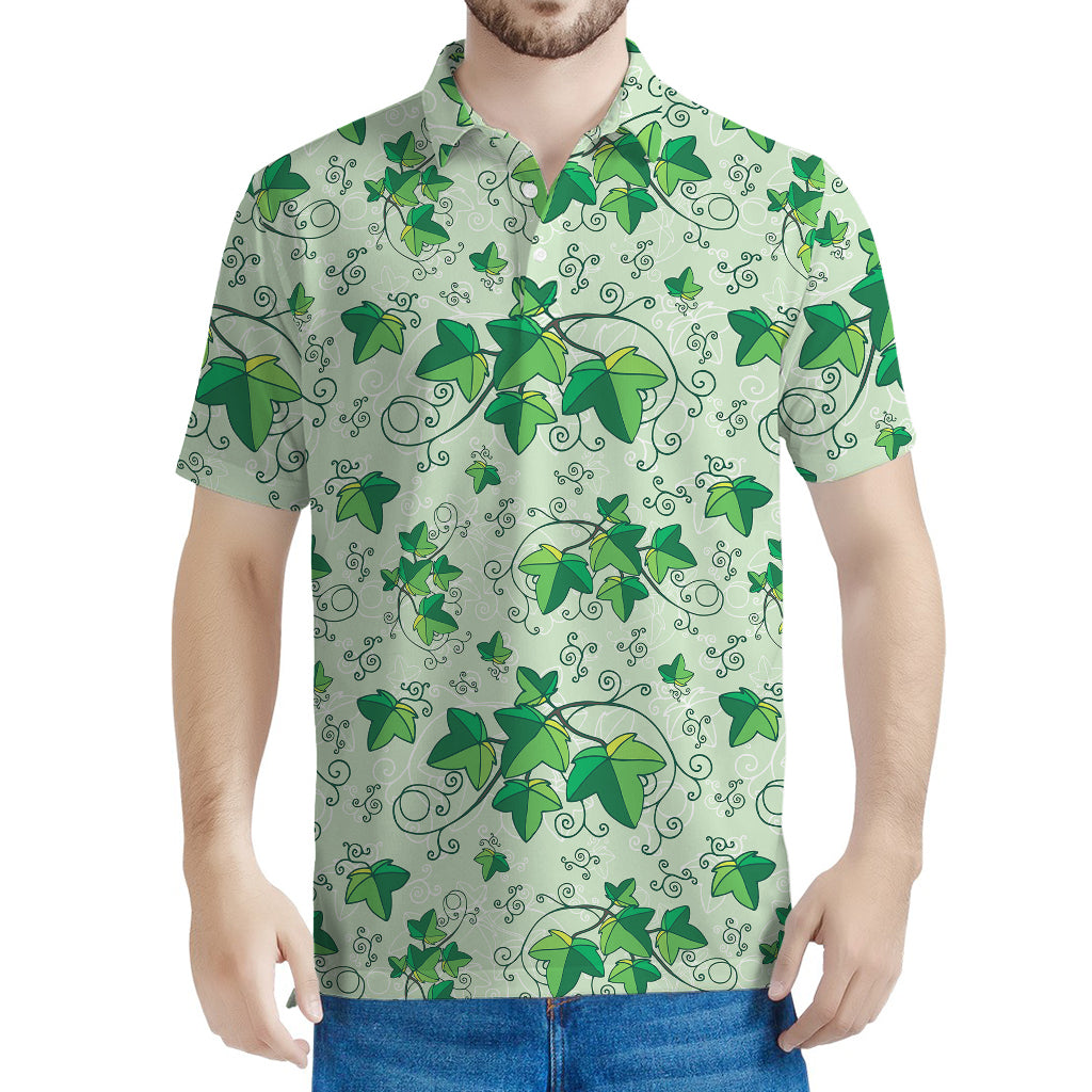 Christmas Ivy Leaf Pattern Print Men's Polo Shirt