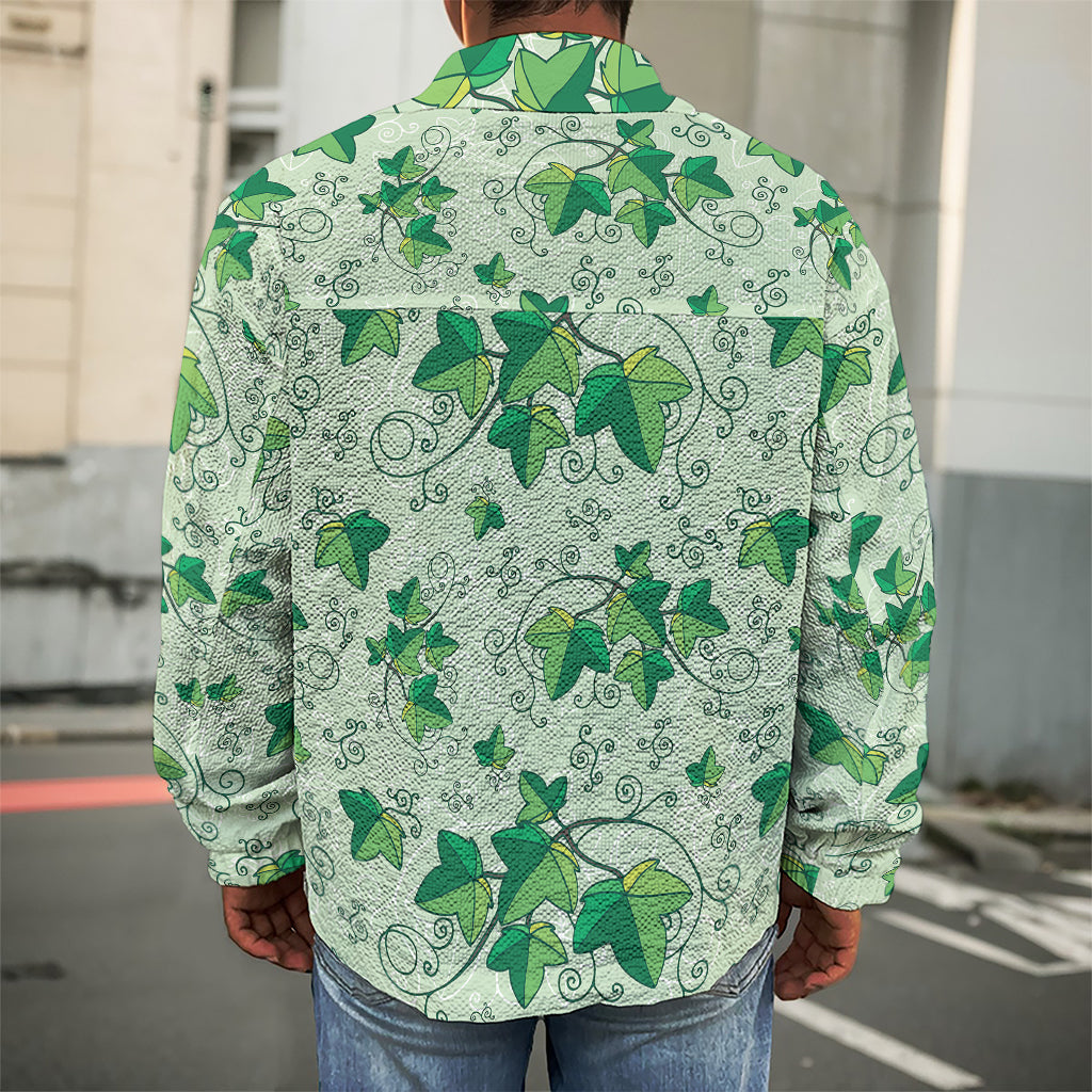 Christmas Ivy Leaf Pattern Print Men's Shirt Jacket