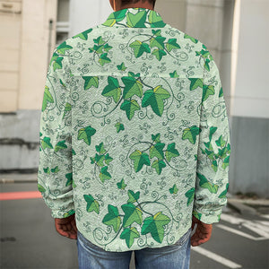 Christmas Ivy Leaf Pattern Print Men's Shirt Jacket