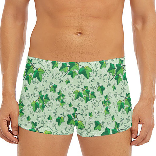 Christmas Ivy Leaf Pattern Print Men's Short Boxer Briefs