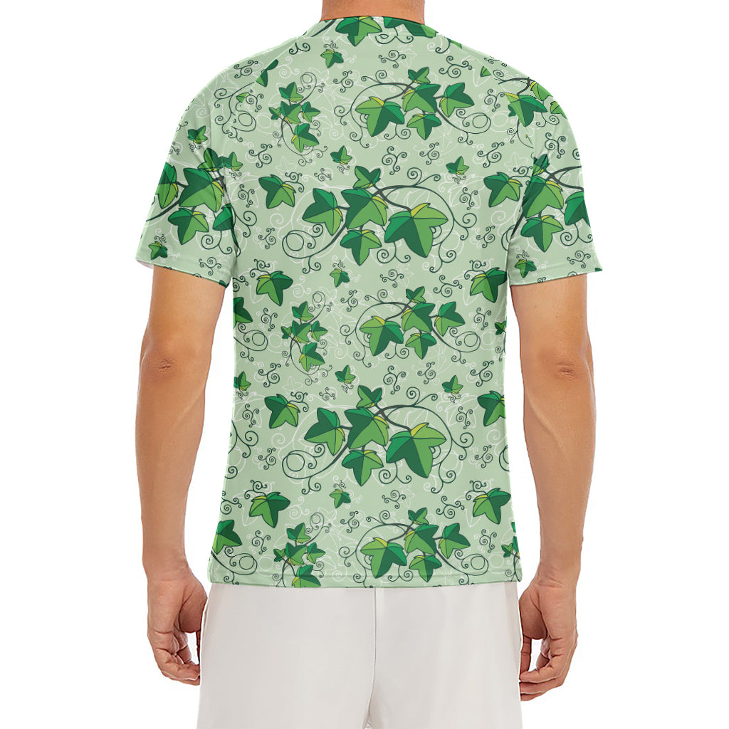 Christmas Ivy Leaf Pattern Print Men's Short Sleeve Rash Guard