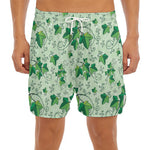 Christmas Ivy Leaf Pattern Print Men's Split Running Shorts