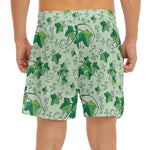 Christmas Ivy Leaf Pattern Print Men's Split Running Shorts